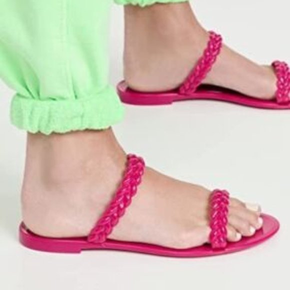 Stuart Weitzman $125 Braida Sawyer Jelly Orchid Pink Flat Sandals 6 36.5 BNIB! - Picture 6 of 14